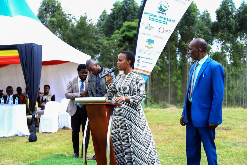 Resident District Commissioner - Mrs Sarah Nanono Kaweesi addressing congregation during a GKMA - UDP event in Mpigi