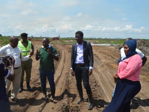 District Chairperson and DEC Members monioring illegal sand miners in Lwera Nkozi Sub County